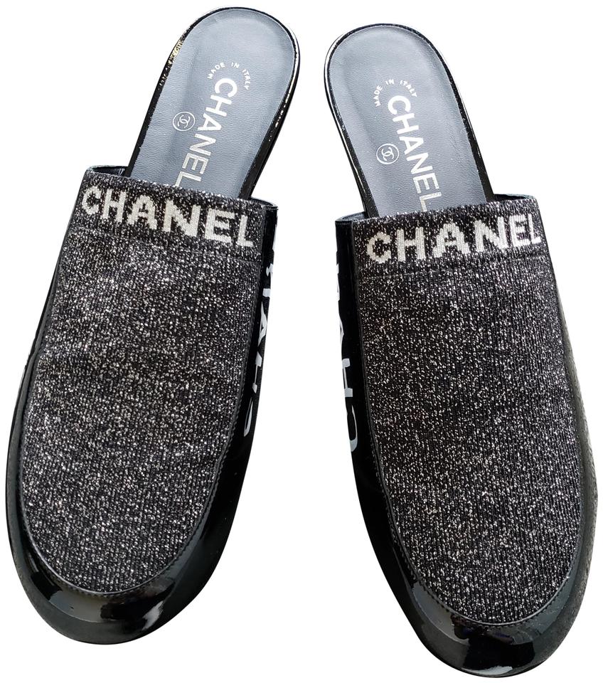 CHANEL PATENT MULES SLIDES