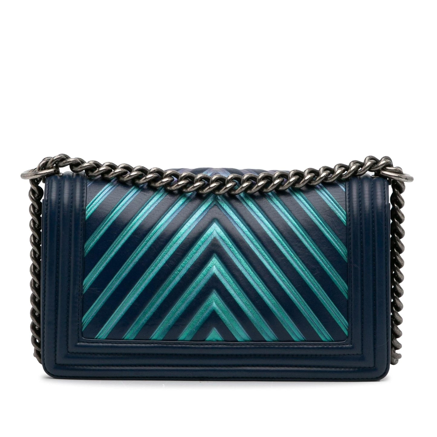 Chanel Medium Calfskin Embossed Painted Chevron Boy Flap (SHG-94iZ8u) Crossbody