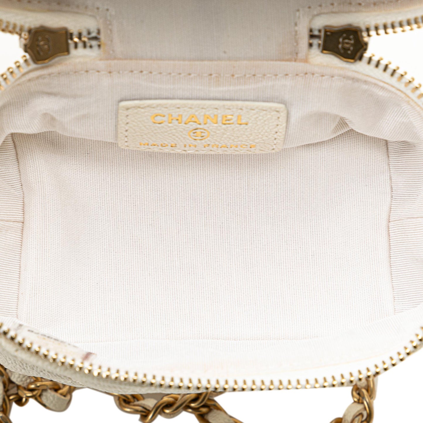 Chanel Mini Caviar Chain Zip Around Vanity Case
