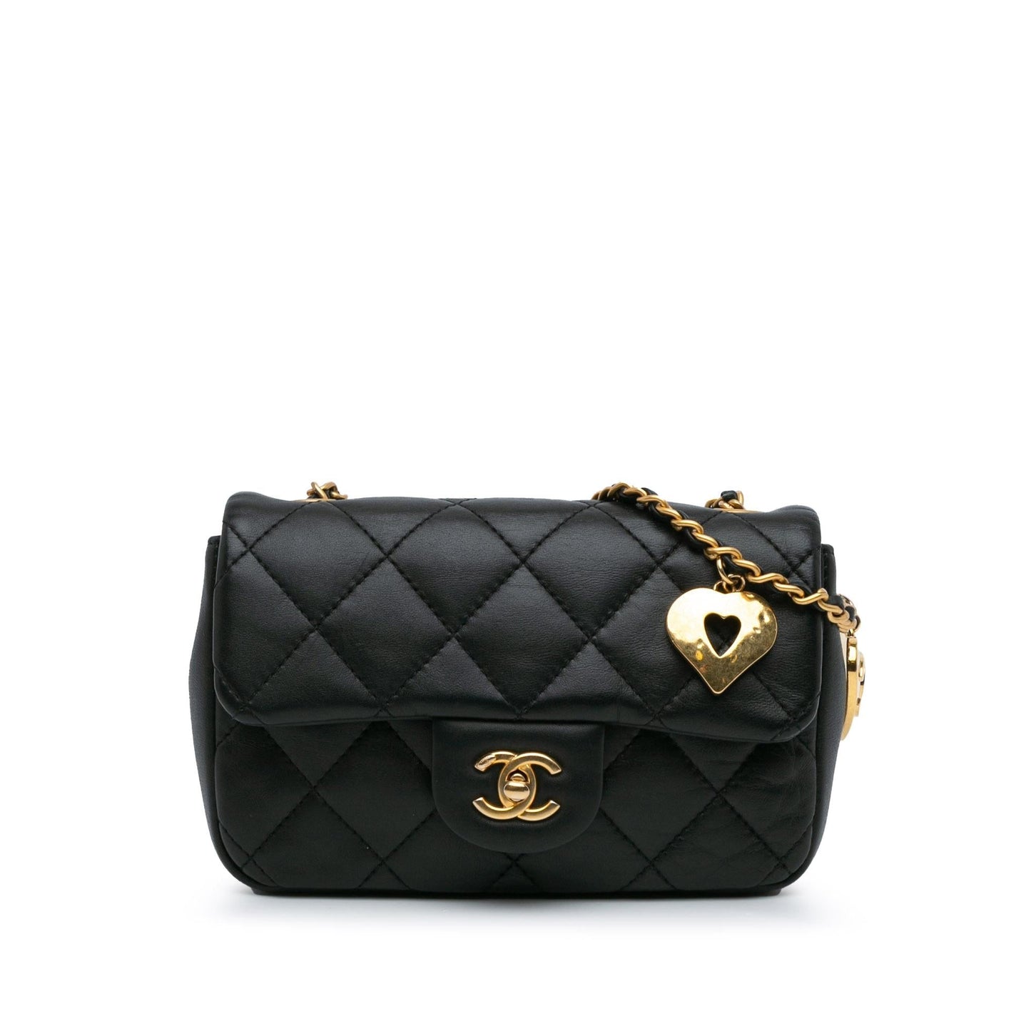 Chanel Mini Rectangular Quilted Lambskin Heart Charms Flap Crossbody