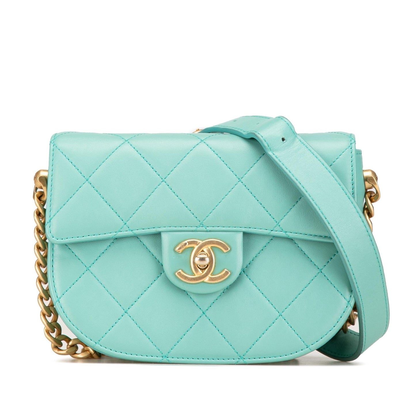 Chanel Quilted Lambskin Round Moon Messenger Flap Crossbody