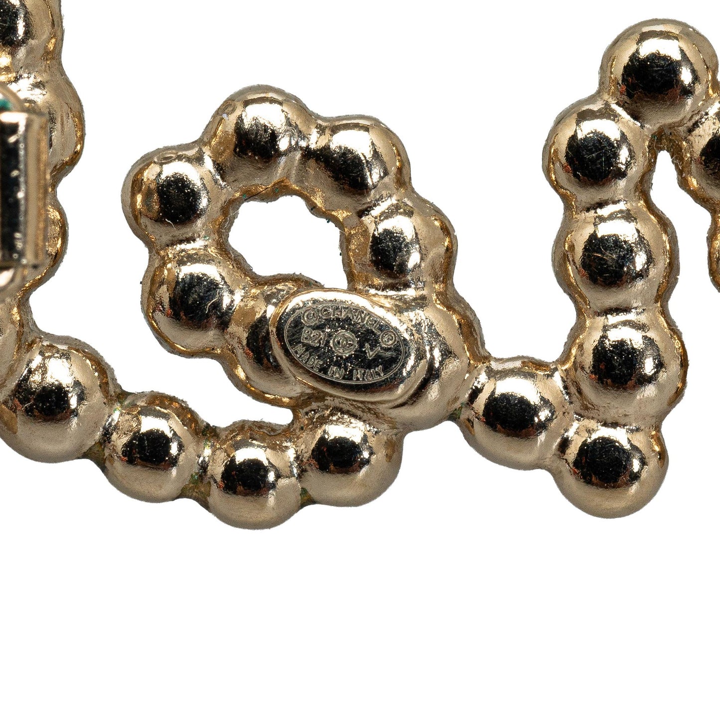 Chanel Rhinestone & Pearl Swirling Logo Barette (SHG-fwVacm)