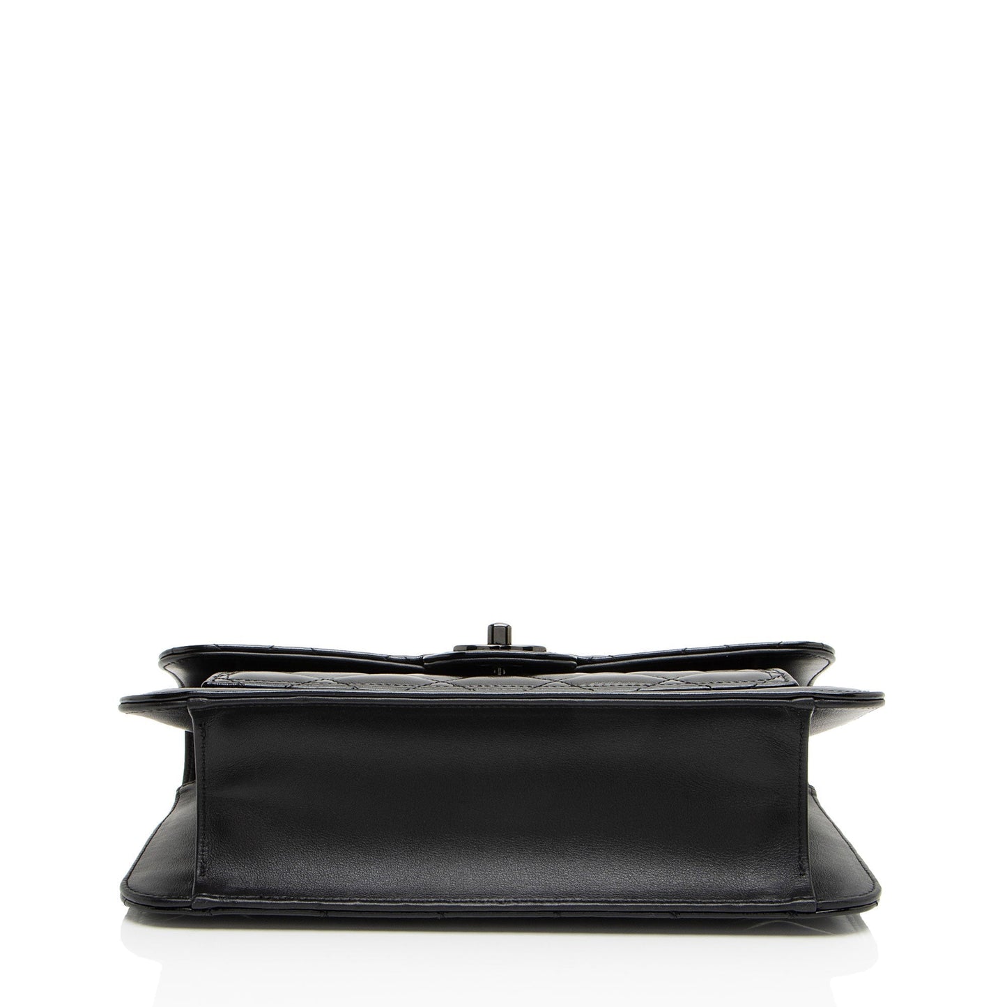Chanel Shiny Crumpled Calfskin So Black Double You Flap Bag