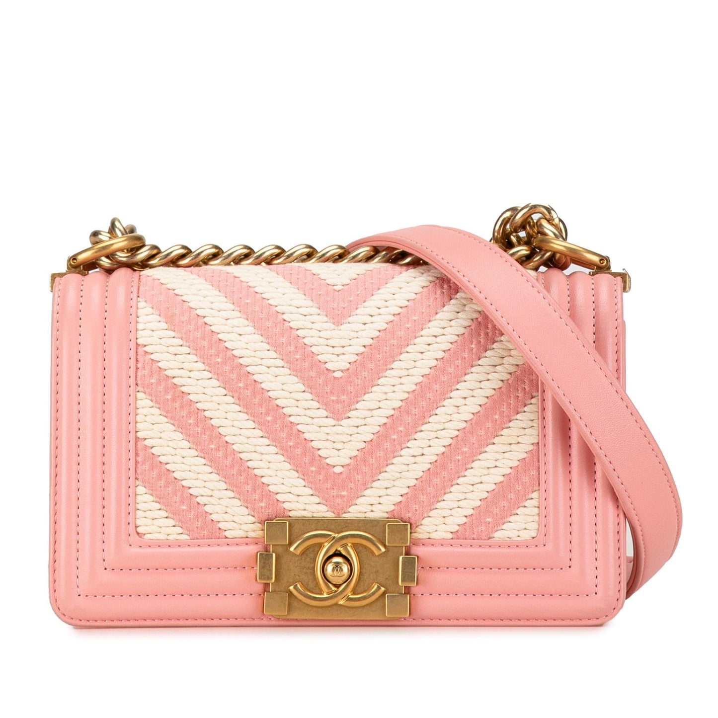 Chanel Small Braided Chevron Boy Flap Crossbody