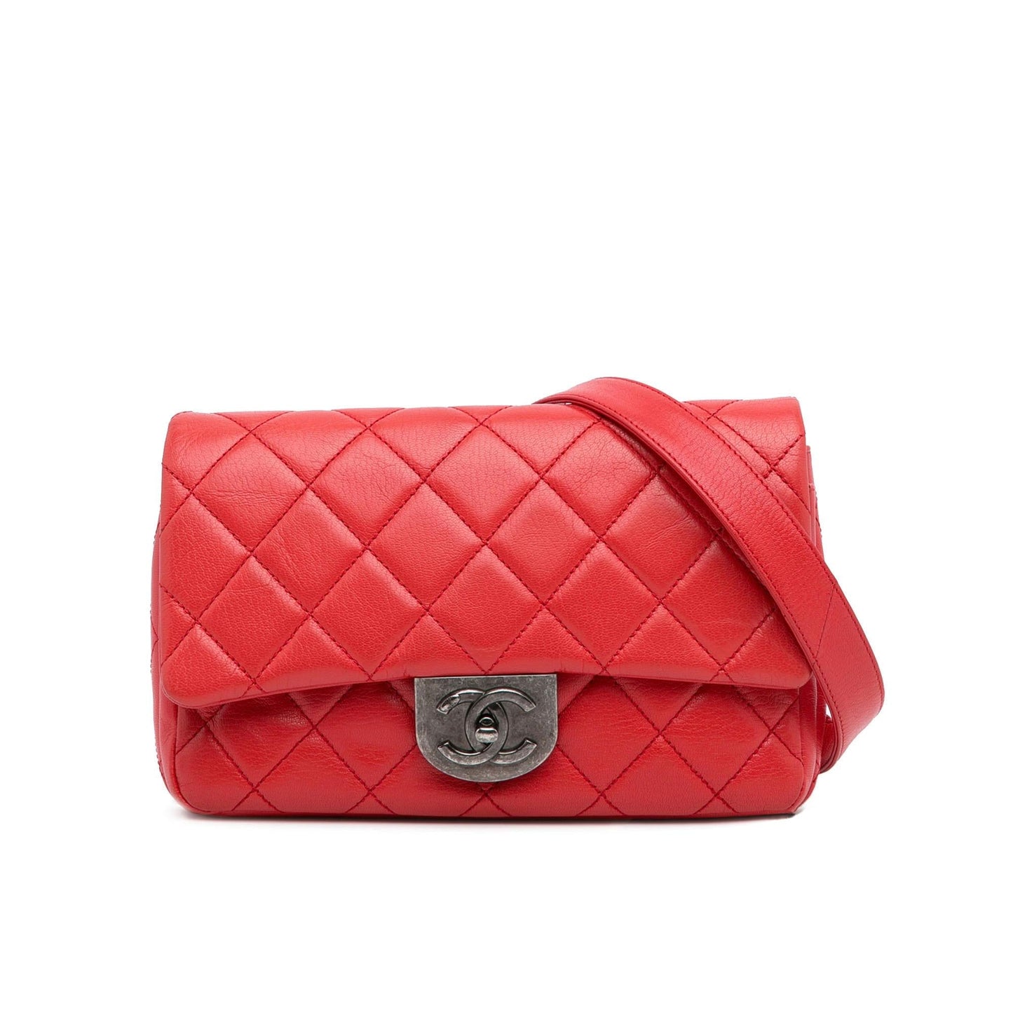 Chanel Small Goatskin Double Carry Waist Chain Flap Shoulder Bag