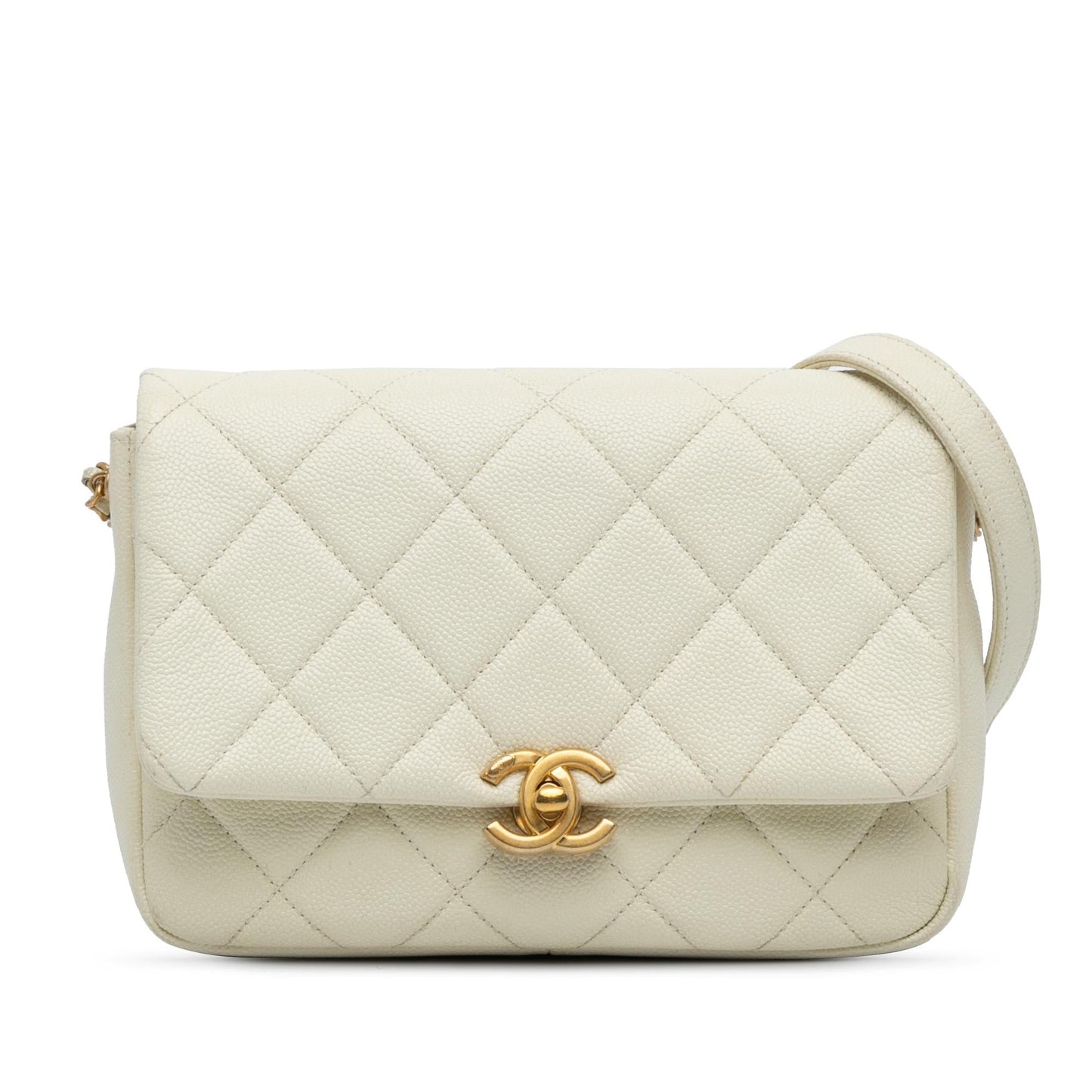 Chanel Small Quilted Caviar Chain Melody Flap Crossbody