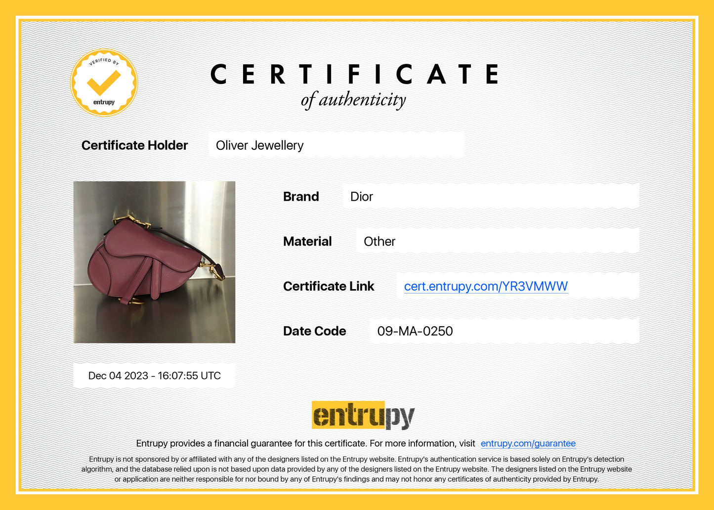 Christian Dior 2020 Pink Calfskin Leather Mini Saddle Bag