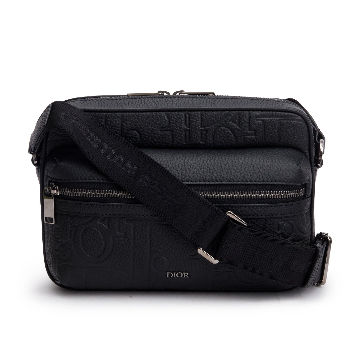 Christian Dior 2026 Black Leather Rider 2.0 Zipped Messenger Bag