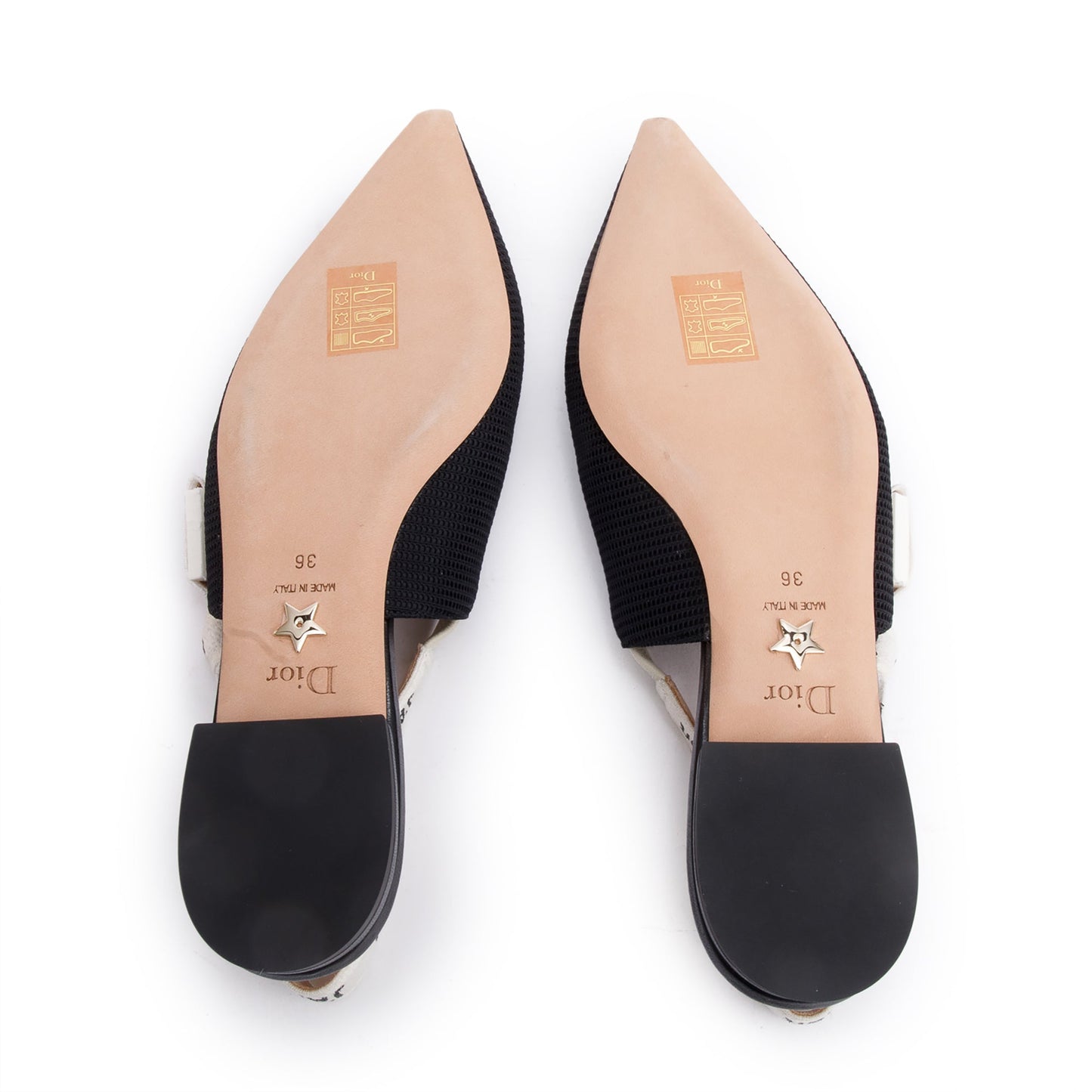 Christian Dior Black Technical Fabric Embroidery J'Adior Slingback Flats, Size 36