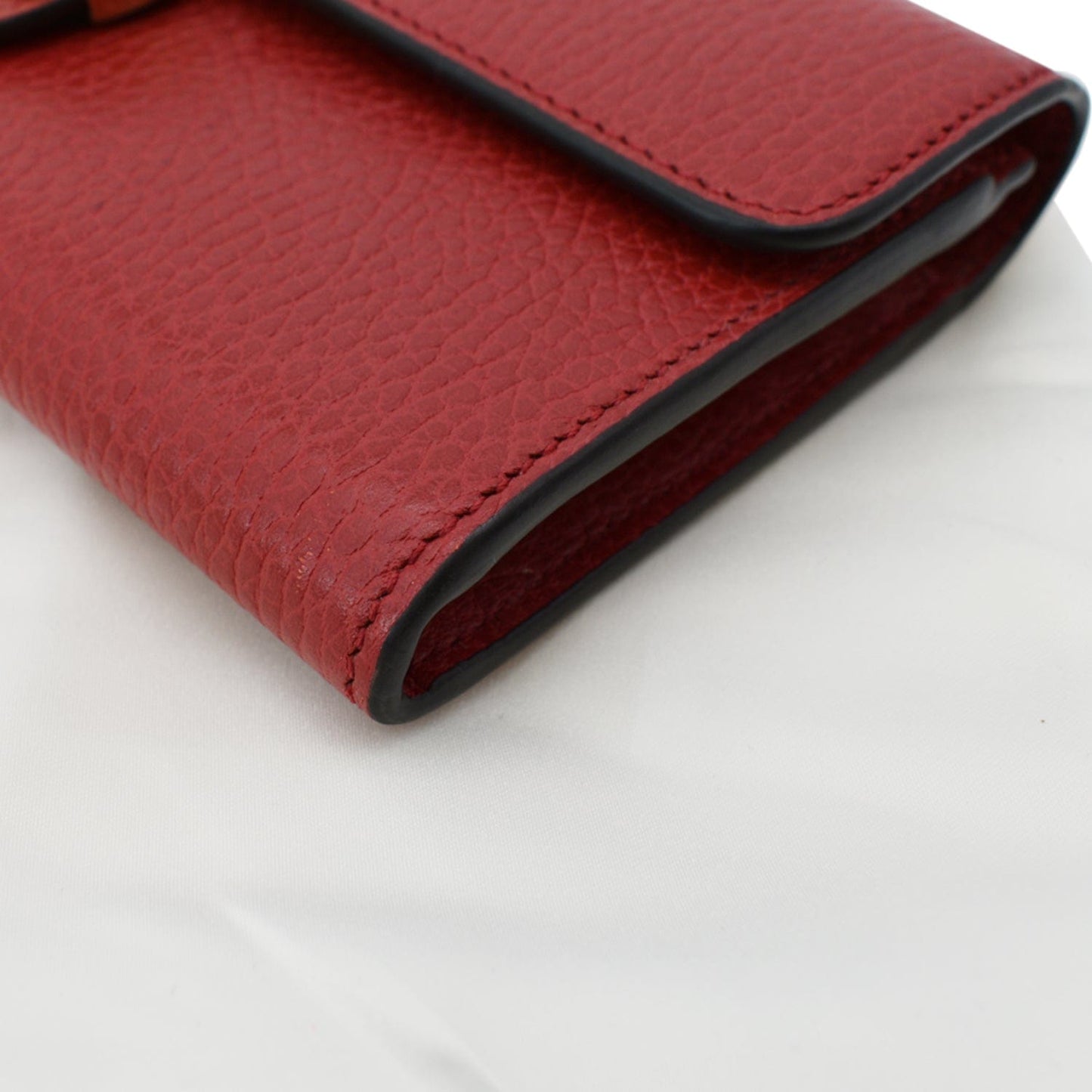 GUCCI GG Interlocking Continental Leather Wallet Red 598166