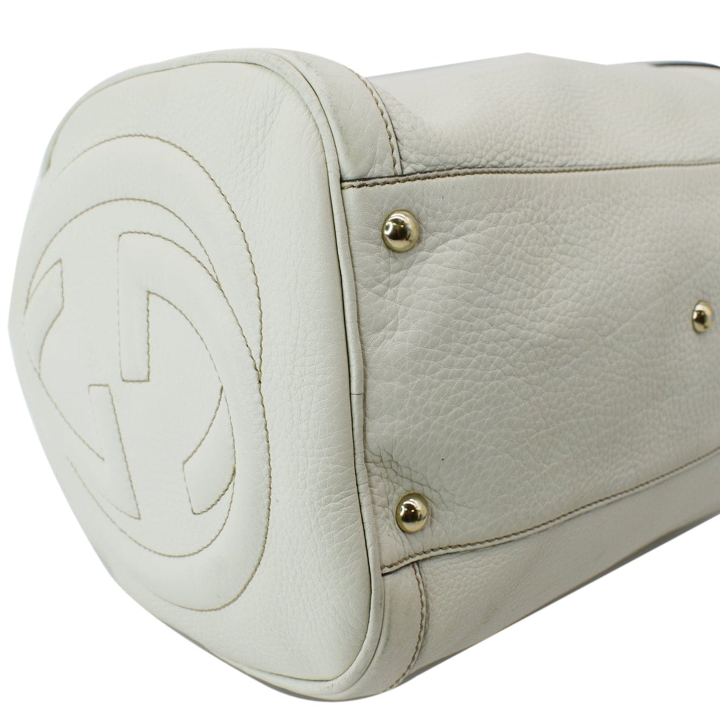 GUCCI Soho Leather Boston Bag White 282302