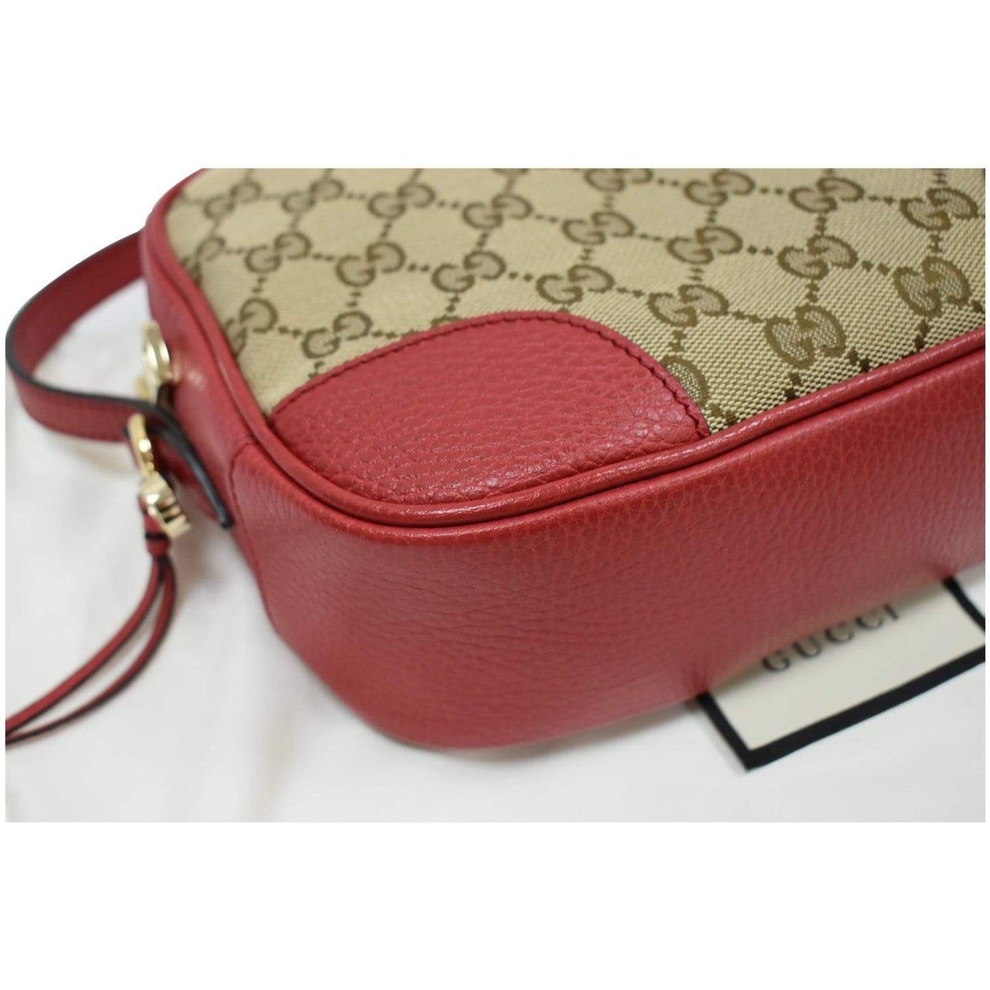 GUCCI Bree GG Canvas Leather Crossbody Bag Beige 449413