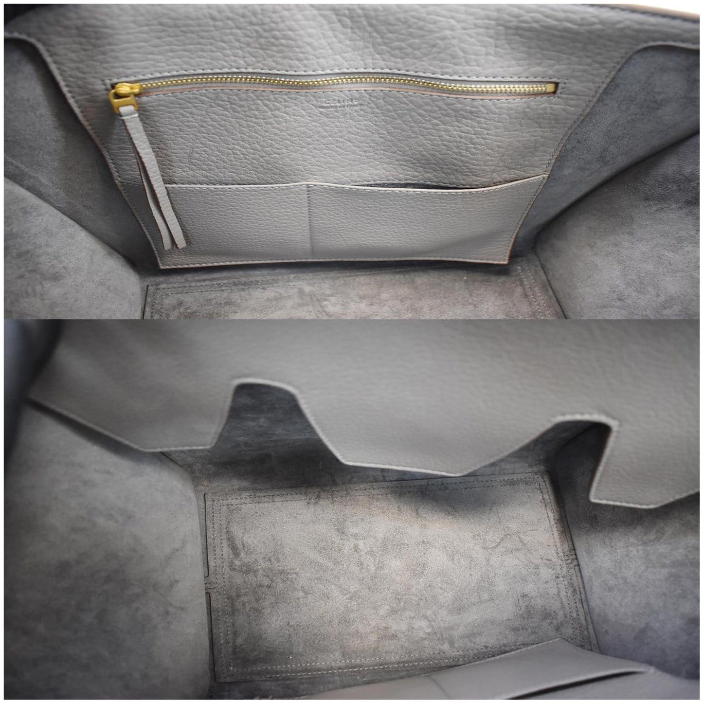 CELINE Tie Knot Mini Leather Tote Bag Grey