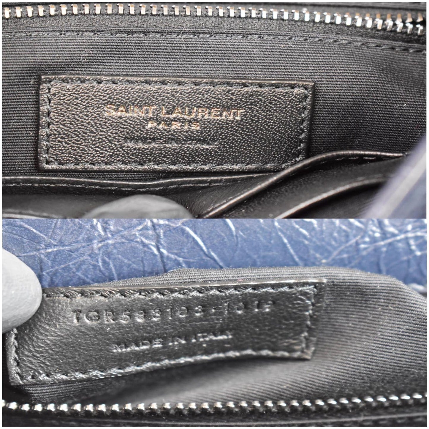YVES SAINT LAURENT Niki Chain Wallet Leather Crossbody Bag Blue