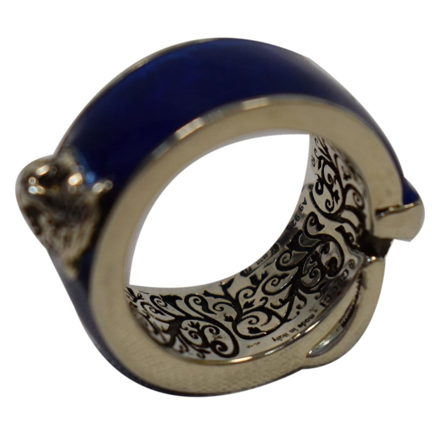 GUCCI Sterling Silver Enamel Buckle Ring Blue Size US 5 - 10% OFF