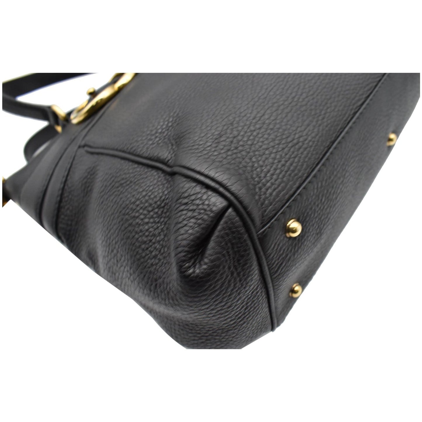 GUCCI Ride Medium Pebbled Leather Top Handle Shoulder Bag Black