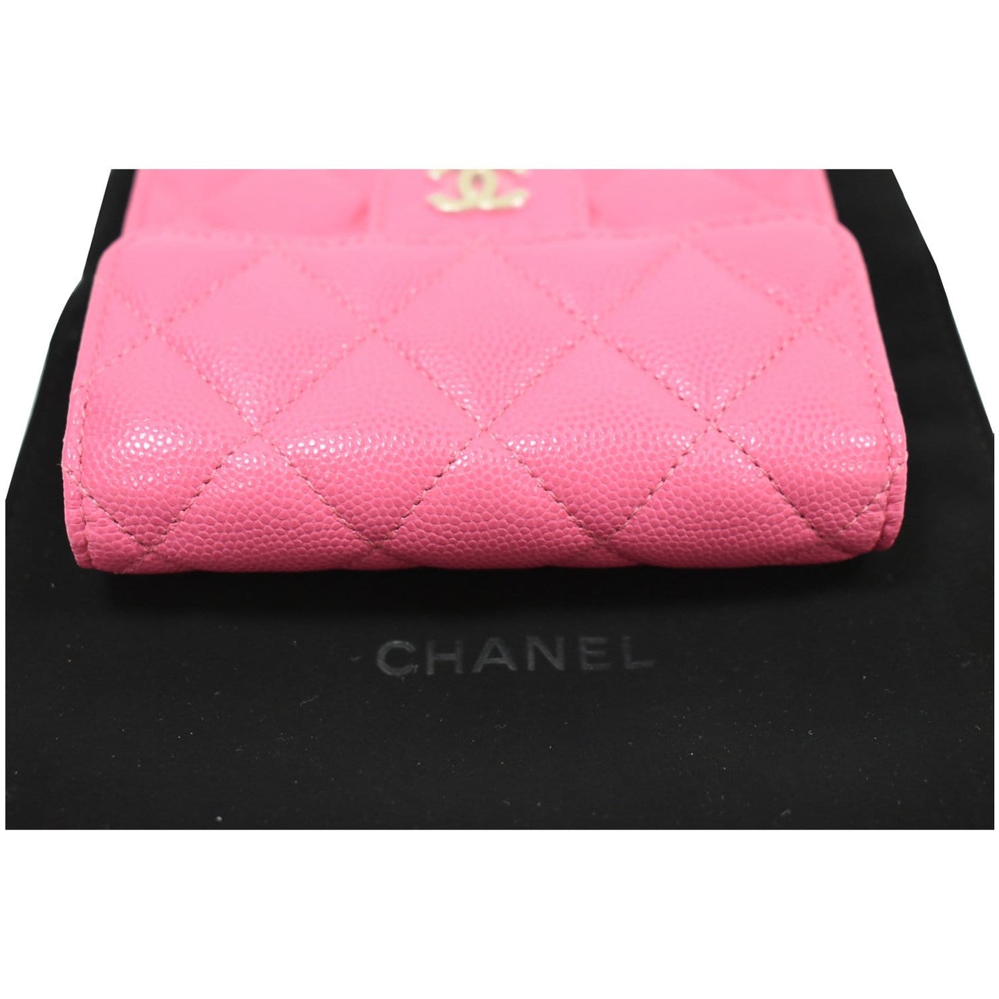 CHANEL CC Card Holder Caviar Quilted Leather Flap Wallet Pink
