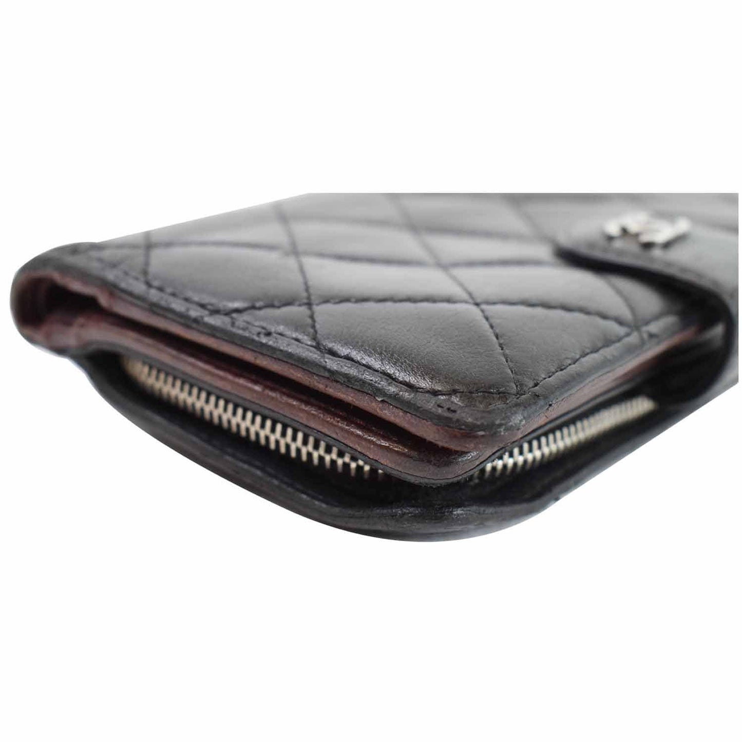 CHANEL CC Lambskin Leather Bifold Wallet Black