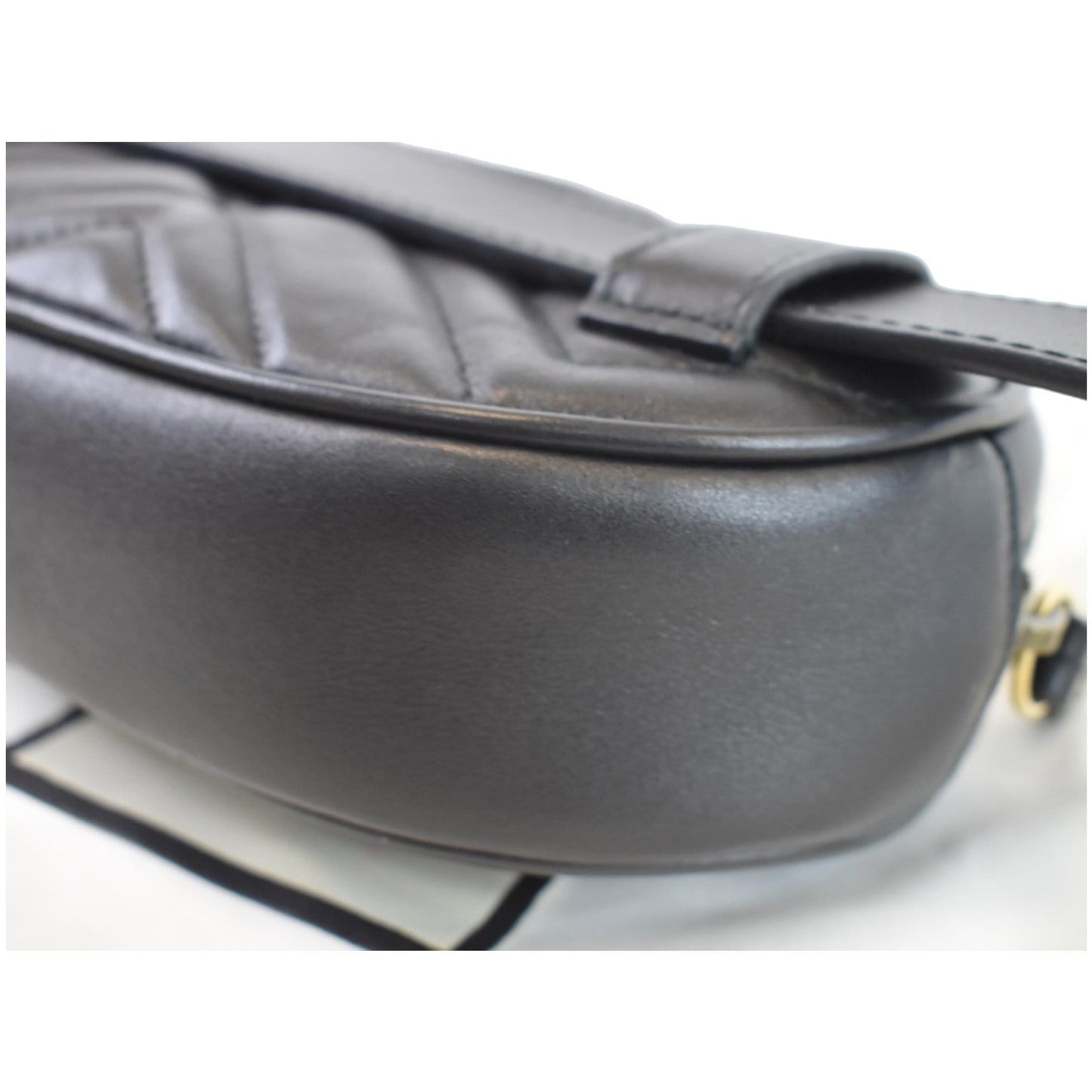 GUCCI GG Marmont Matelasse Leather Belt Bag Black 476434