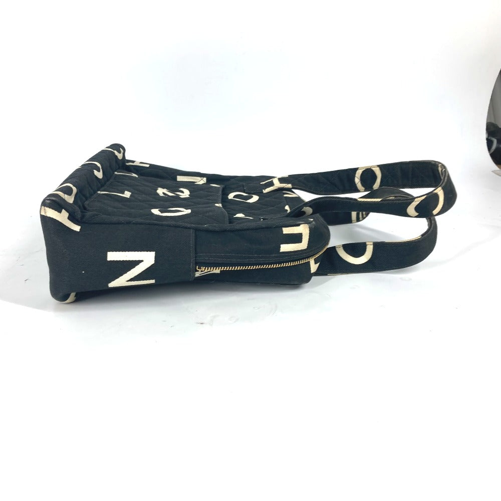 CHANEL Handbag canvas black vintage CC logo all-over pattern Women