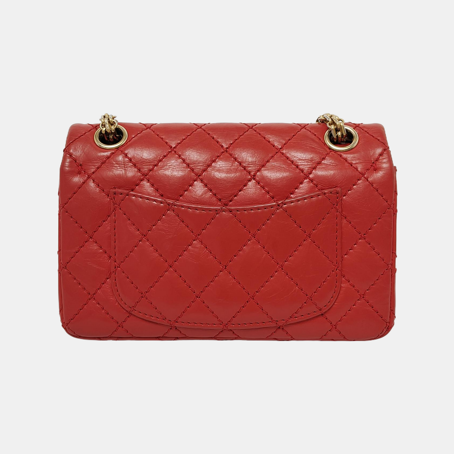 Chanel 2.55 Flap Bag Mini Red Lambskin Leather Gold-tone Hardware