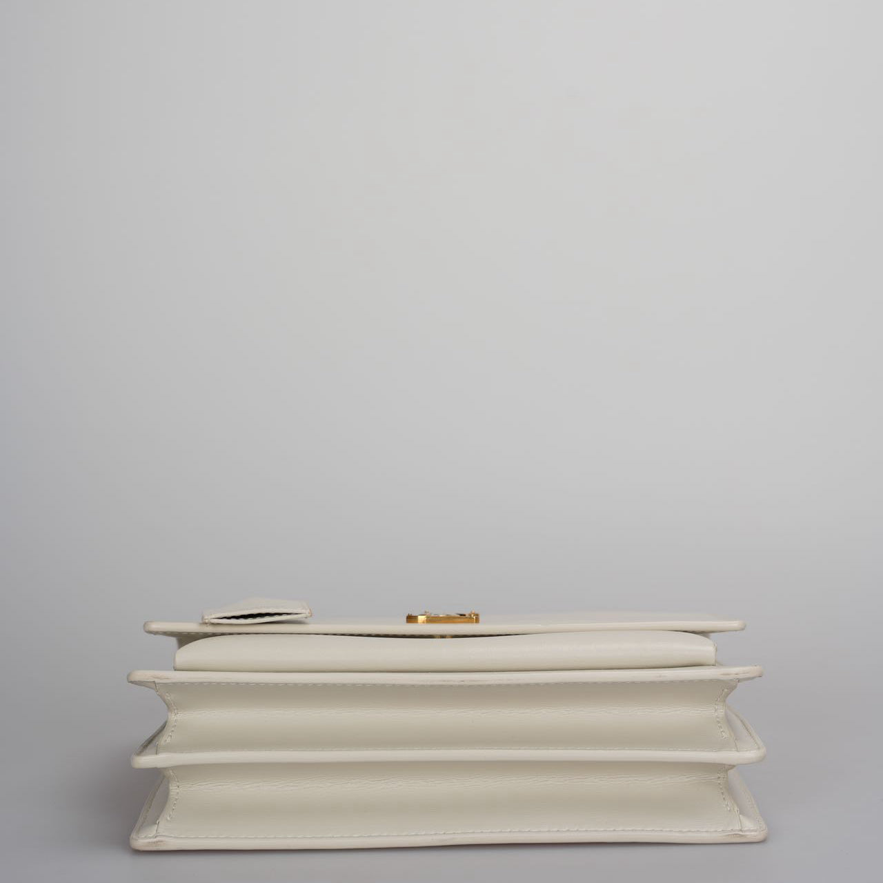 Saint Laurent Sunset Medium Bag in White Blanc Calfskin with Gold Hardware