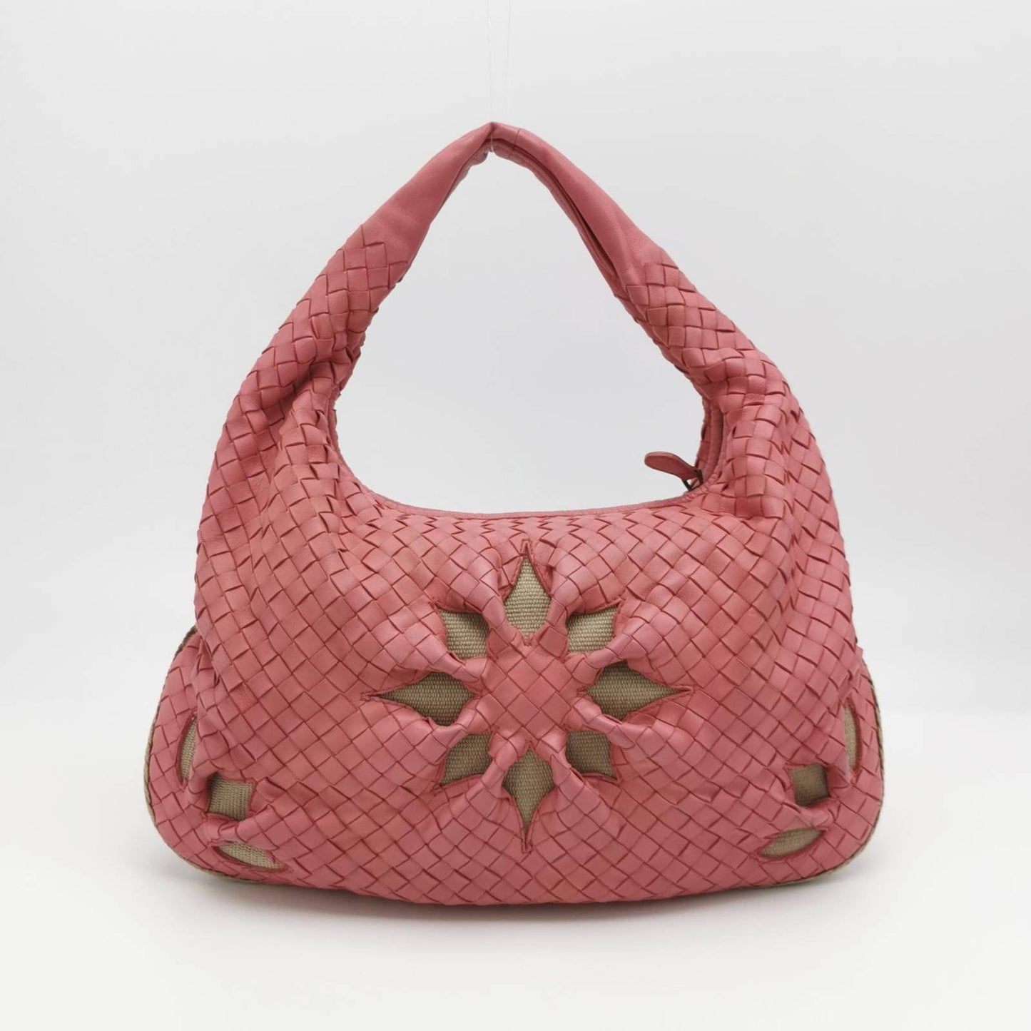 Bottega Veneta Intrecciato Hobo Bag Cherry Blossom Pink Flower Cutout Medium 40cm