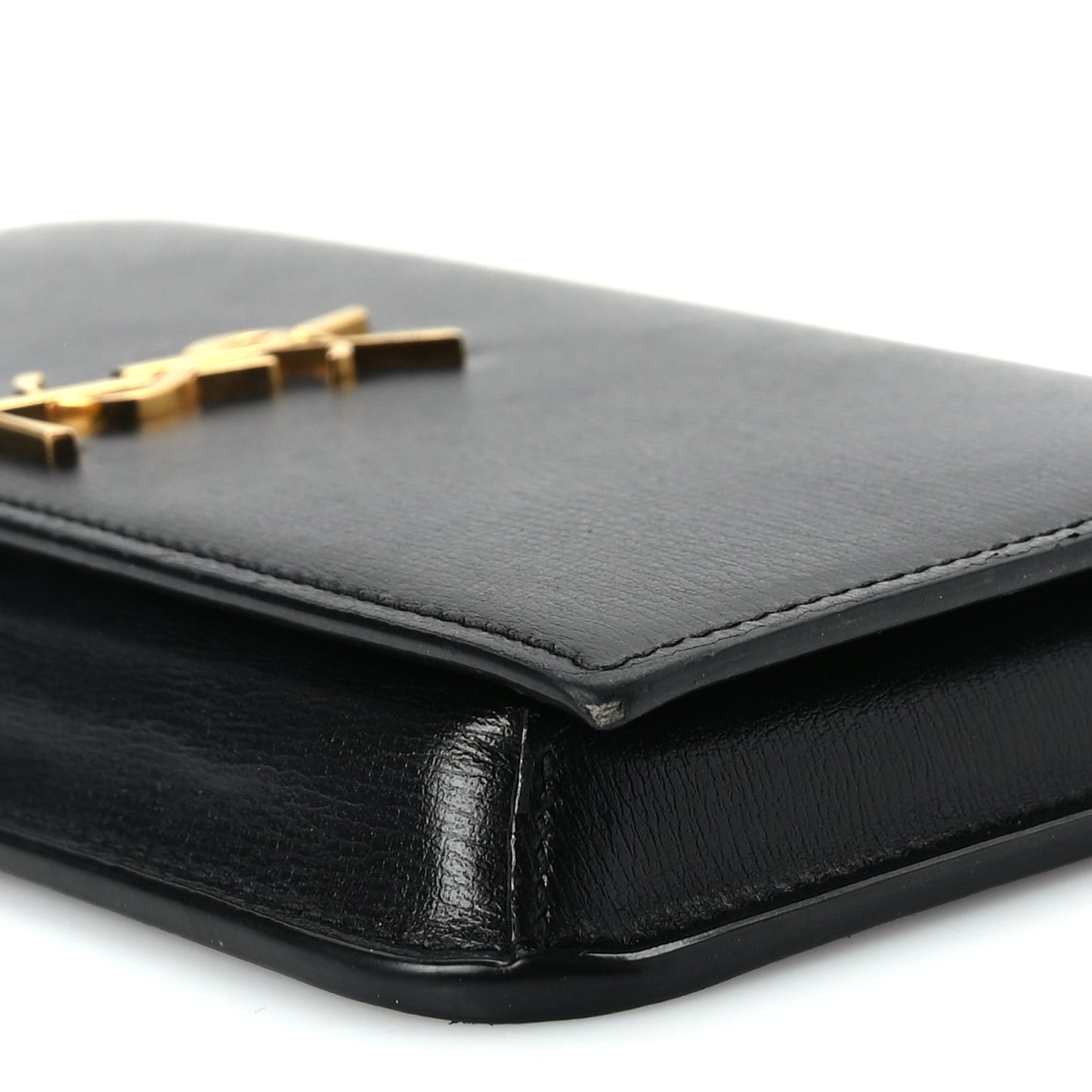 Saint Laurent Smooth Calfskin Monogram Phone Holder Crossbody Black