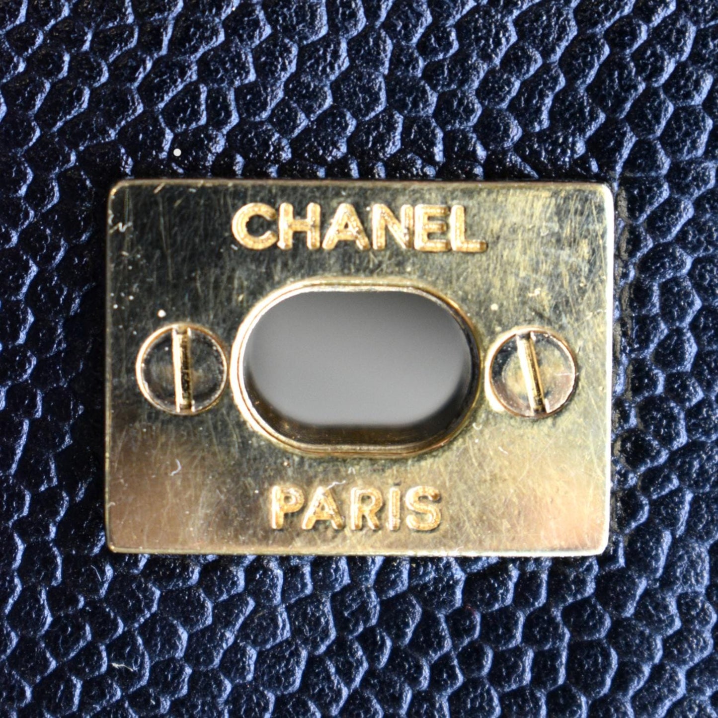 CHANEL CC Chain Caviar Leather Shopping Tote Bag Black