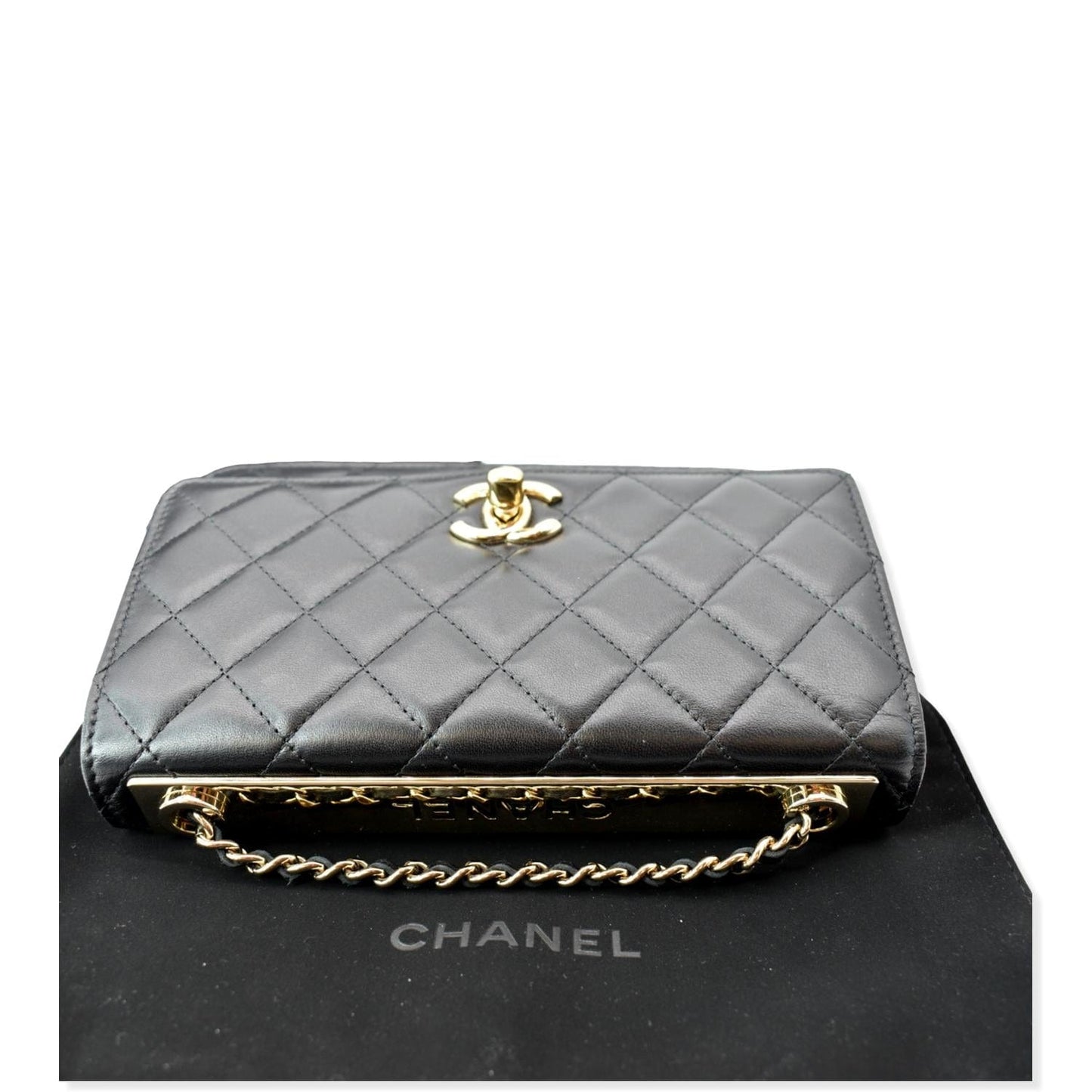 CHANEL Trendy CC Lambskin Leather Wallet On Chain Crossbody Bag Black