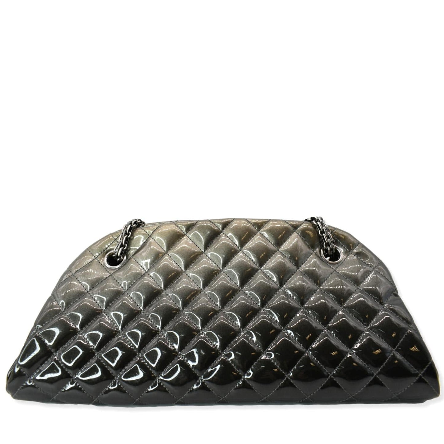 CHANEL Just Mademoiselle Ombre Degrade Patent Quilted Bowling Bag Black