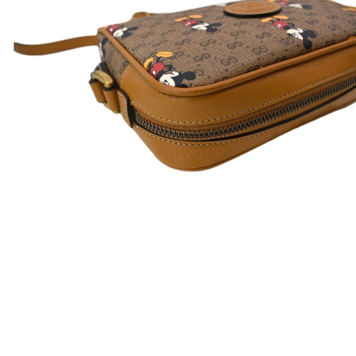 GUCCI x Disney Mickey Mo GG Supreme Coated Canvas Crossbody Bag Brown 602536