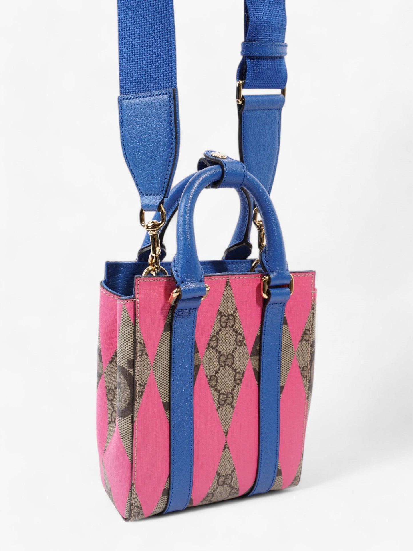 Gucci Rhombus Printed GG Blue / GG Supreme / Pink Canvas Mini