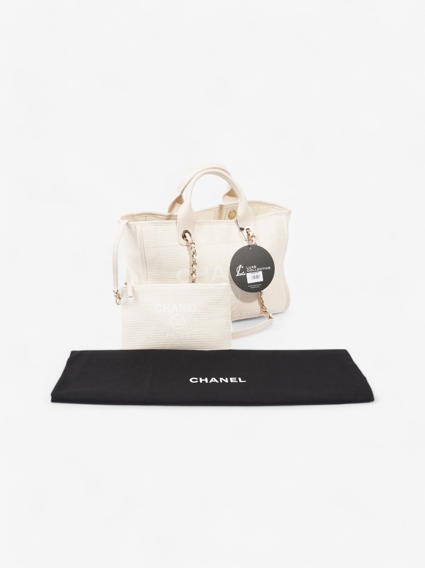 Chanel Deauville Tote Bag Cream Tweed Medium