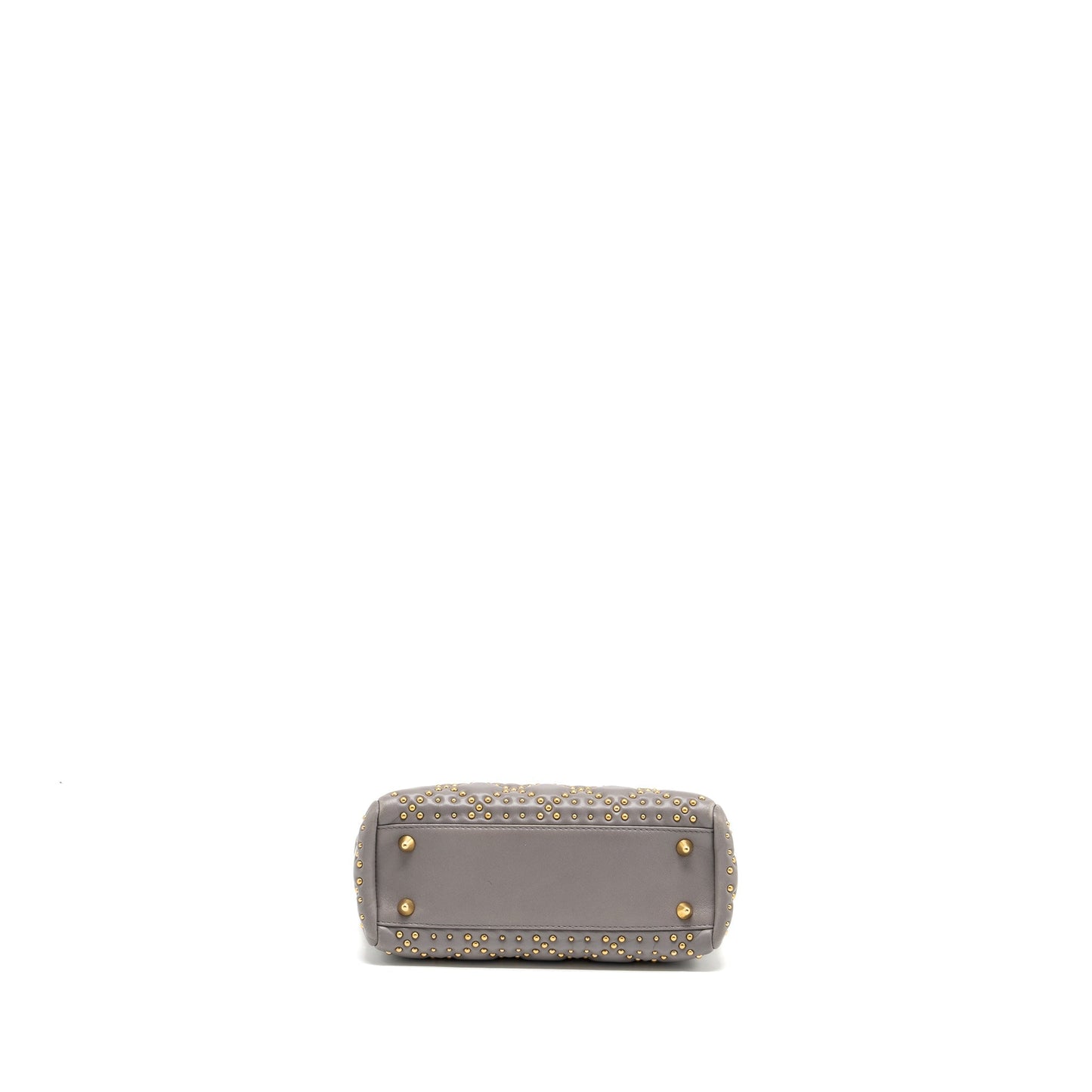 Dior Small Supple Lady Dior Studded Calfskin Grey
