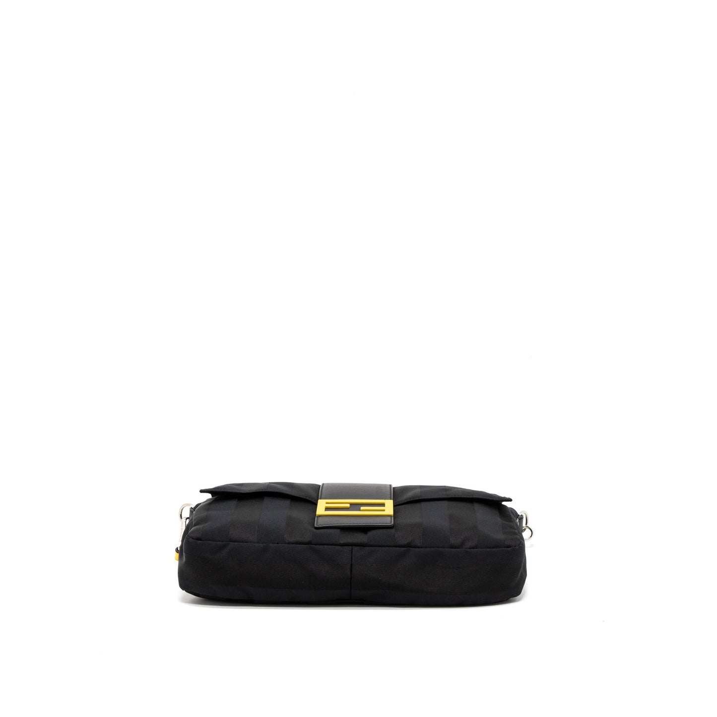 Fendi 20FW Large Baguette Purse Nylon/Leather Black/Yellow