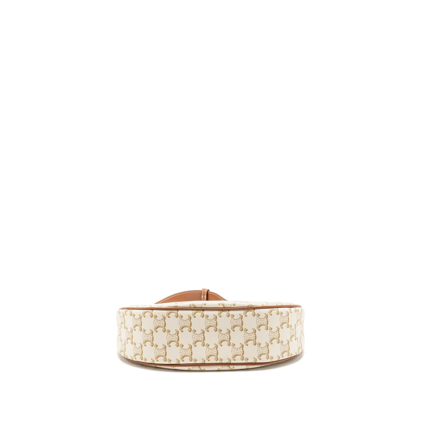 CELINE Purse Triomphe Canvas/Calfskin White/Brown
