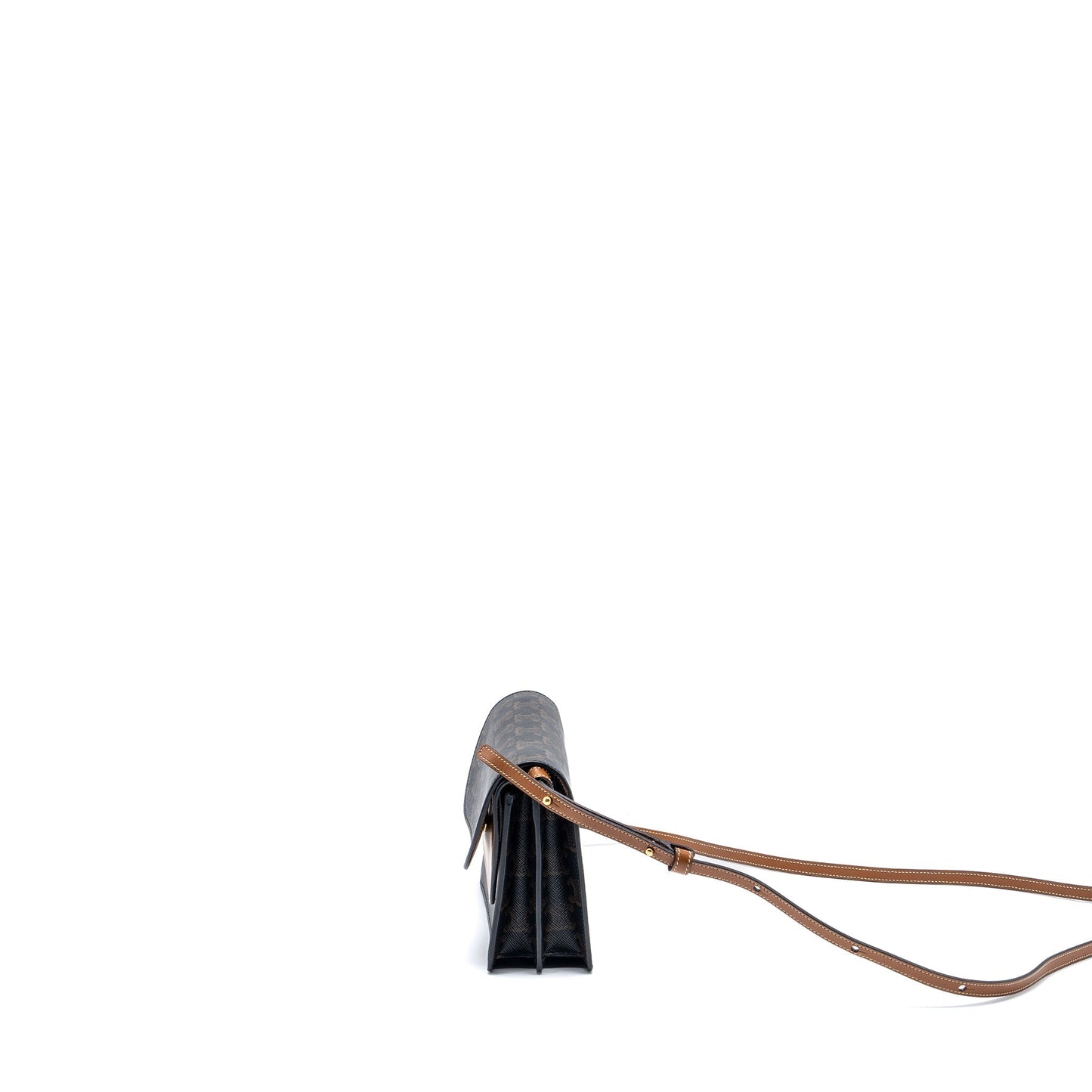Luxury CELINE Wallet On Strap Triomphe Canvas/Smooth Lambskin Tan