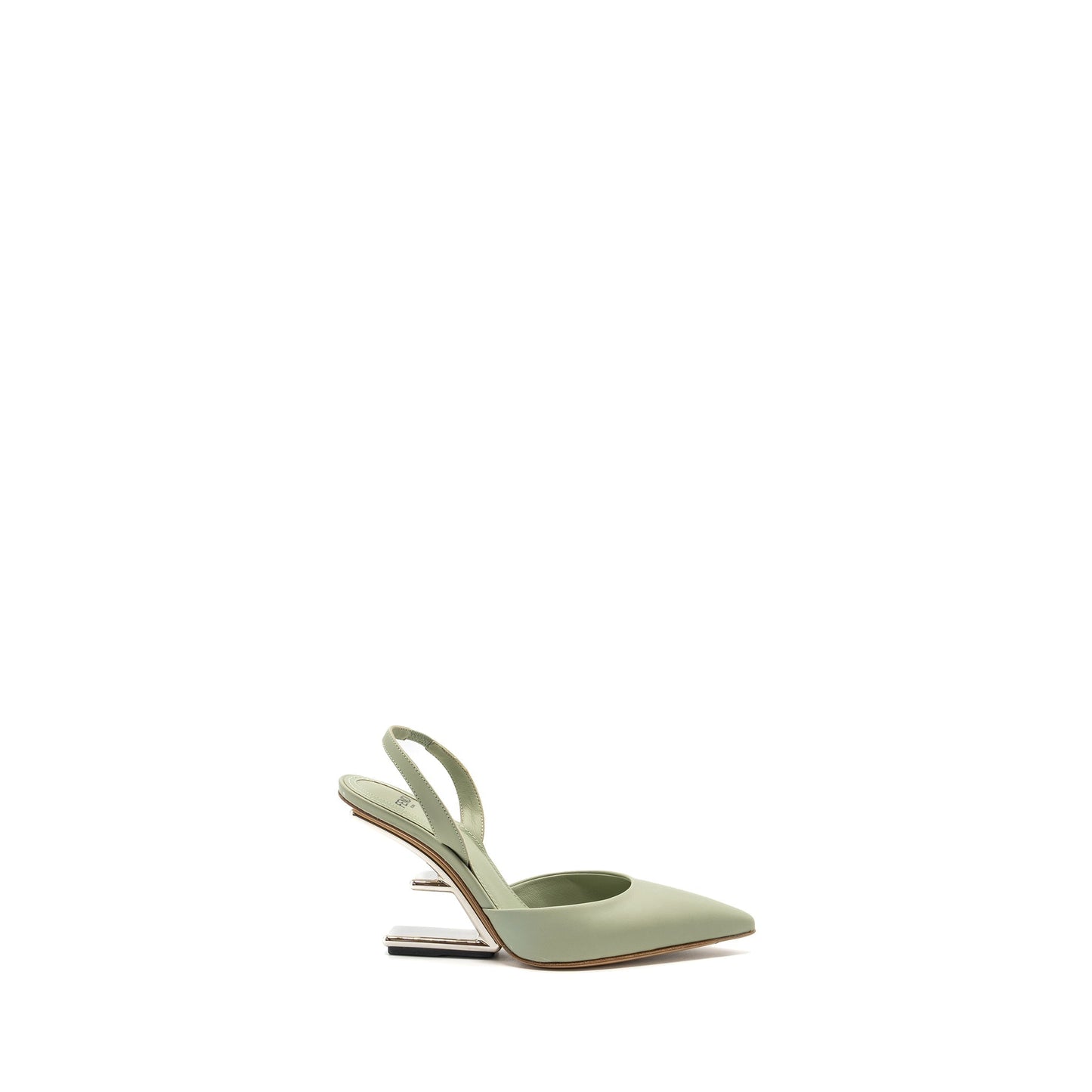 Fendi size 35 fendi first high-heeled slingbacks leather green
