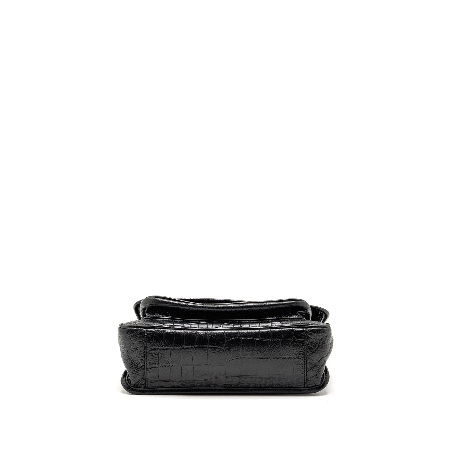 Saint Laurent/ Medium Niki Purse Crocodile-Embossed Black Calfskin Black Hardware