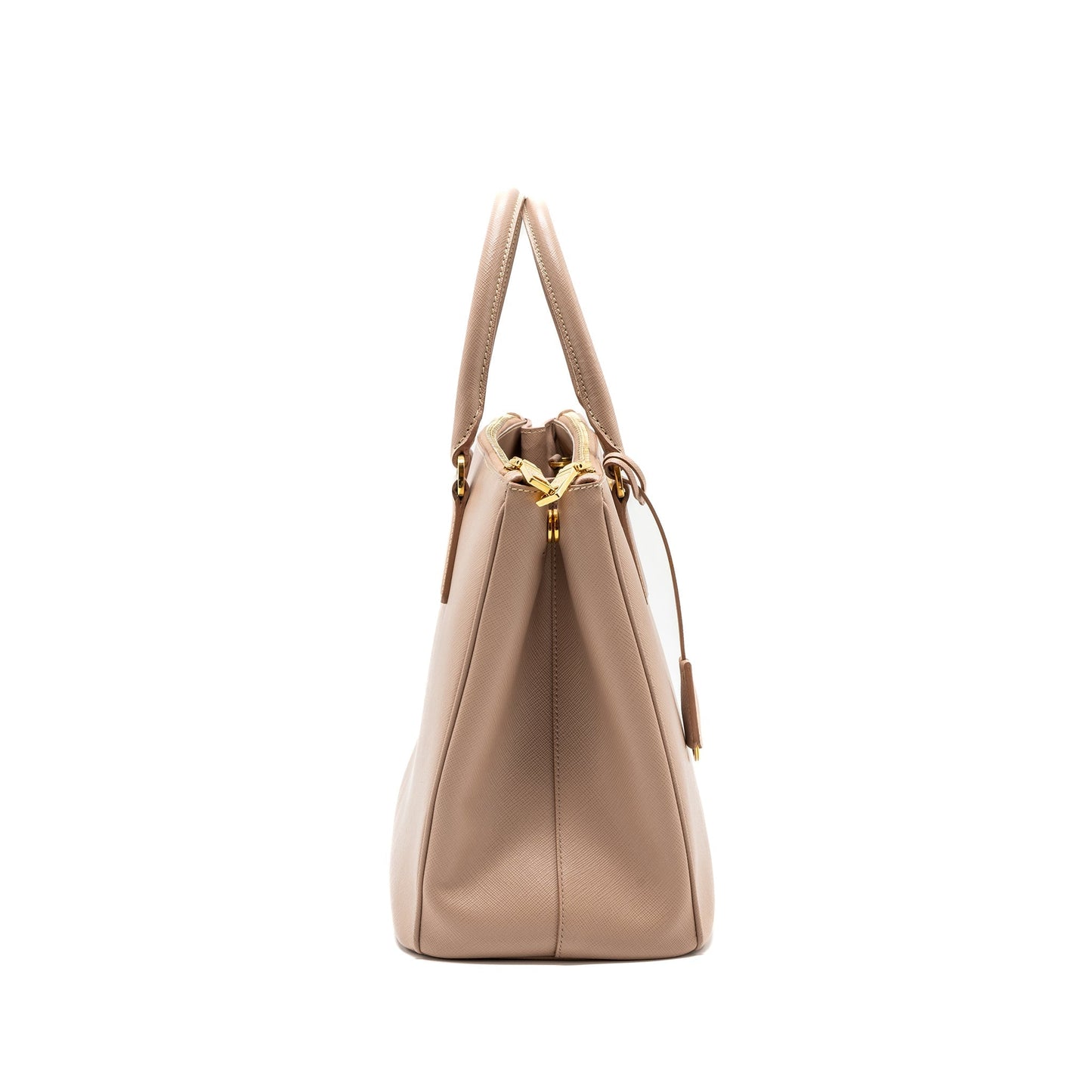 Prada Double Zip Shopping Toto Saffiano Cammeo