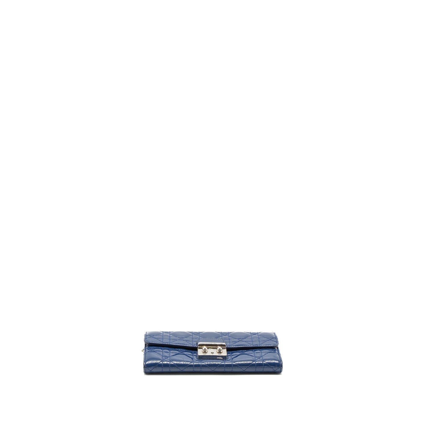 Dior Flap Wallet with Chain Patent Blue