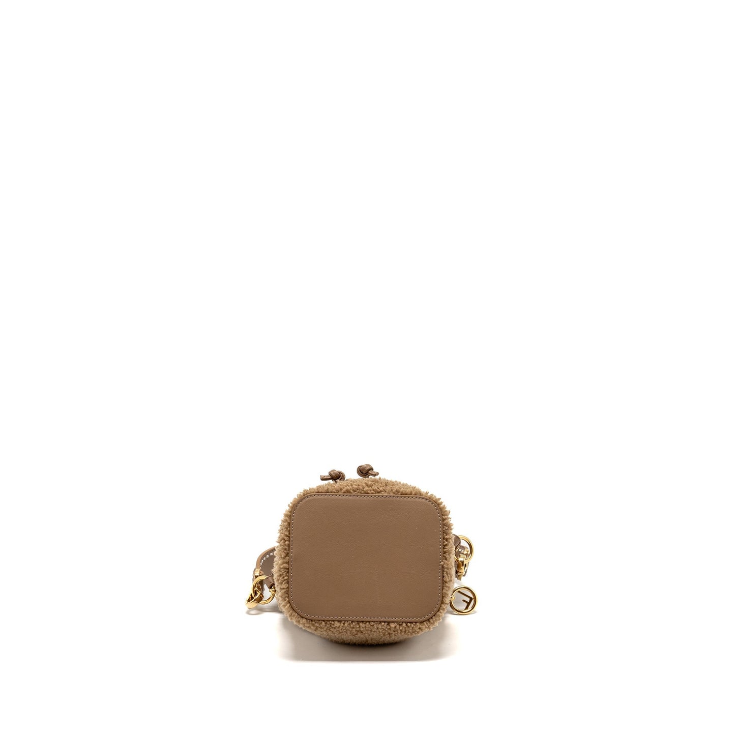 Fendi Mini Mon Tresor Bucket Purse Shearling/Leather Beige