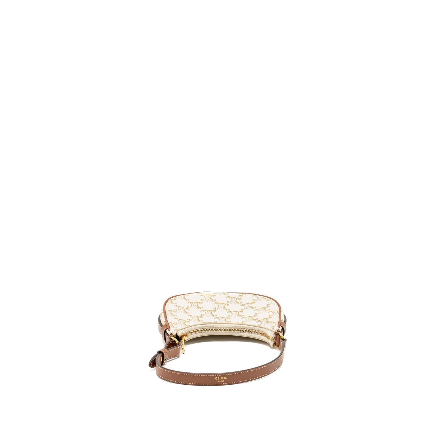 Celine Mini Ava Purse Triomphe Canvas/Calfskin White/brown