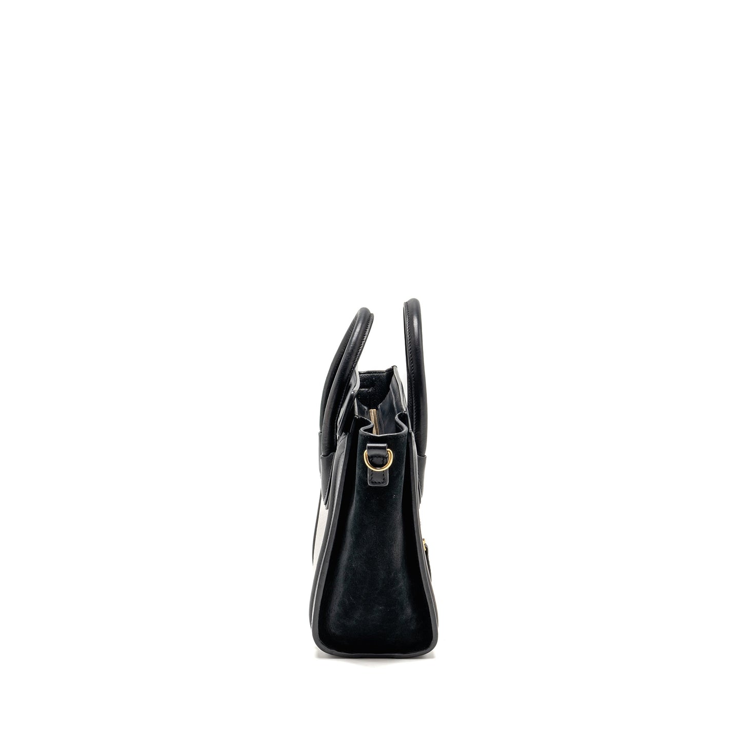 Luxury CELINE Nano Luggage bag calfskin black / white GHW
