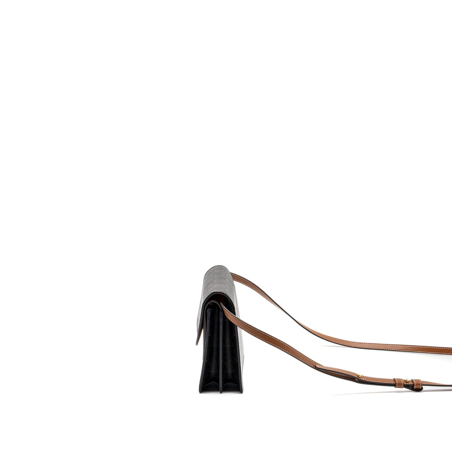 Luxury CELINE Wallet on Strap Triomphe Canvas/Smooth Lambskin TAN