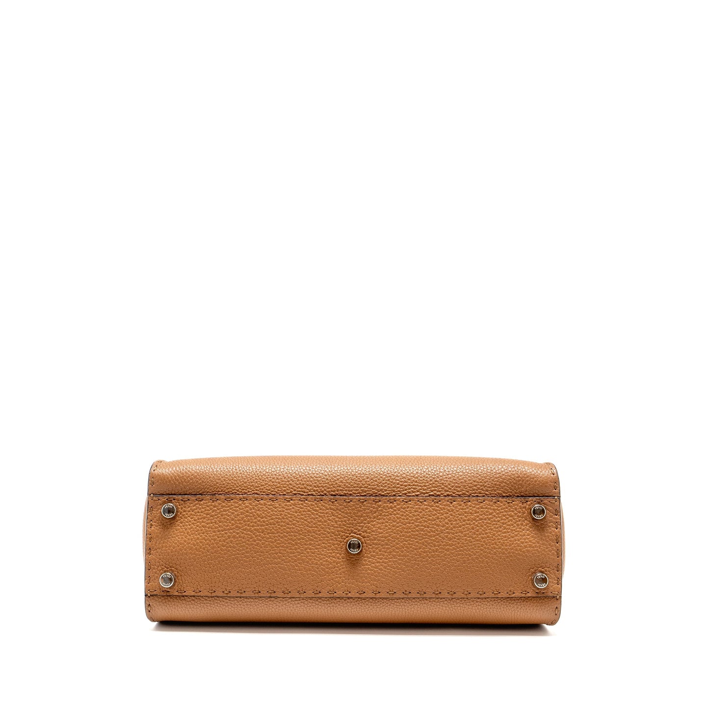 Fendi Medium Peekaboo Tote Purse Grained Calfskin Dark Beige