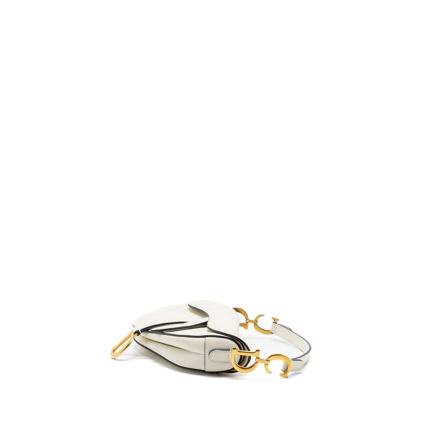Dior Mini Saddle Purse Calfskin White Brushed