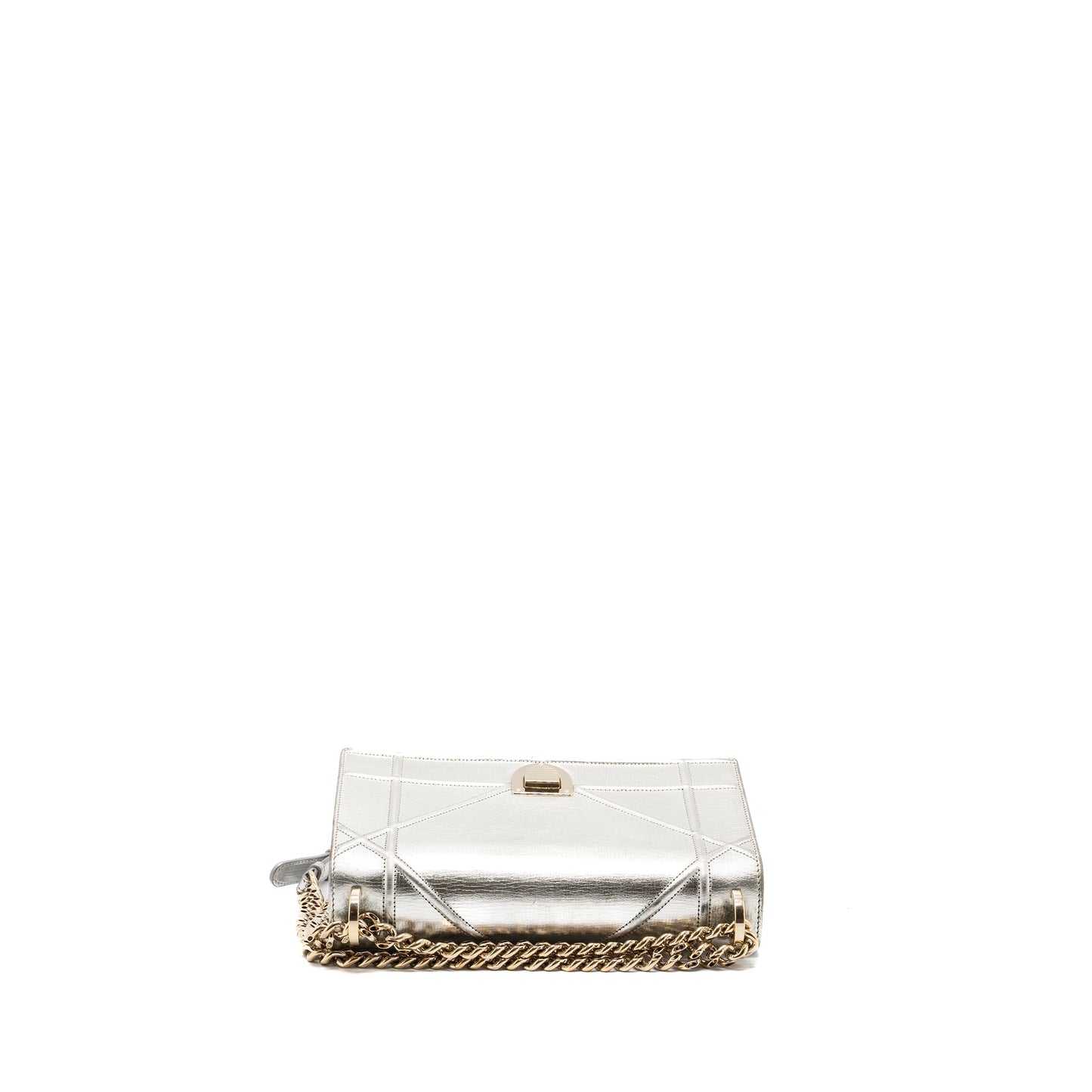 Dior Diorama Purse Goatskin Metallic Silver