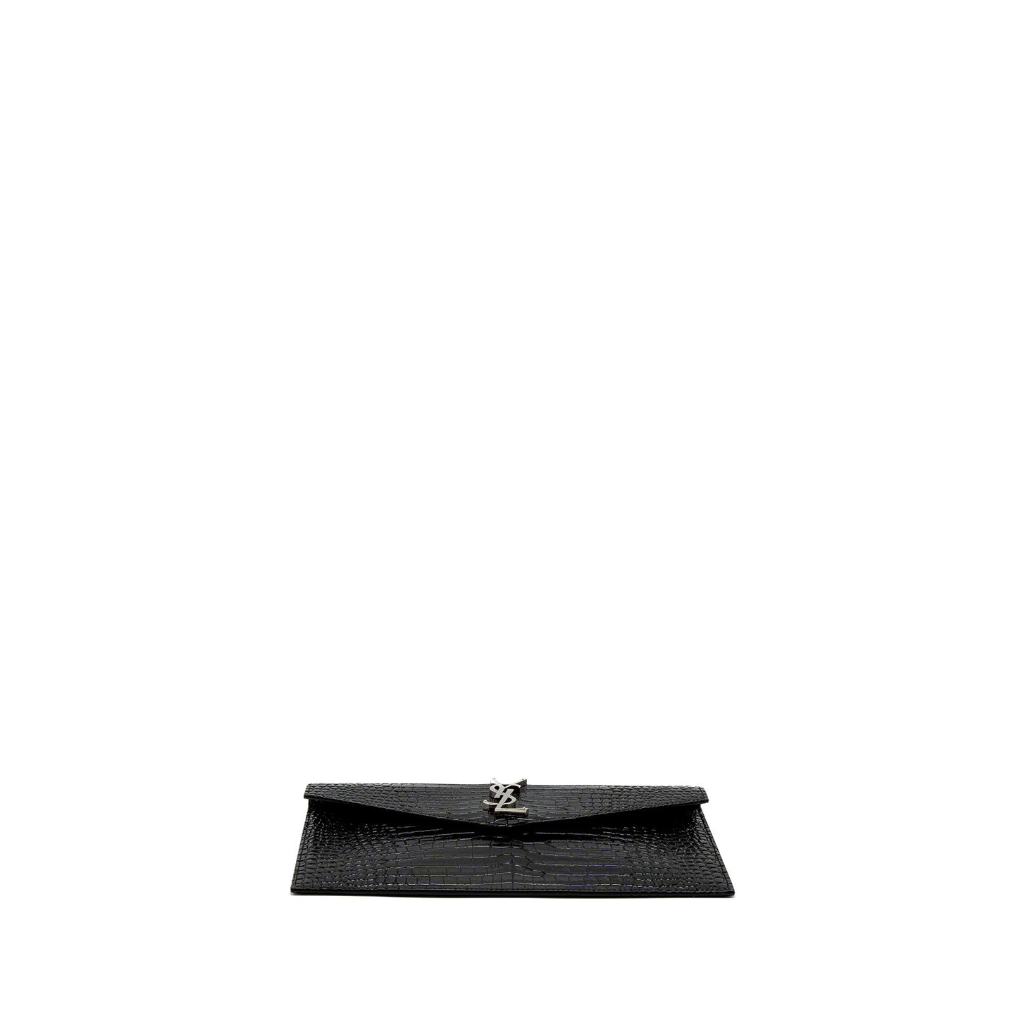 Saint Laurent/ Uptown Pouch Crocodile-Embossed Calfskin Black